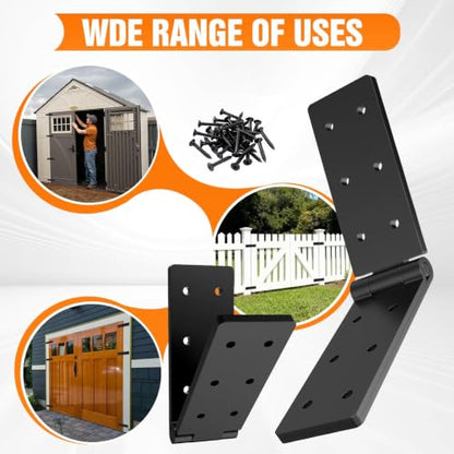 Heavy Duty Hinges 270 Degree Gate Hinge for Outdoor Doors Black 4PCS - size: Black-4pcs
