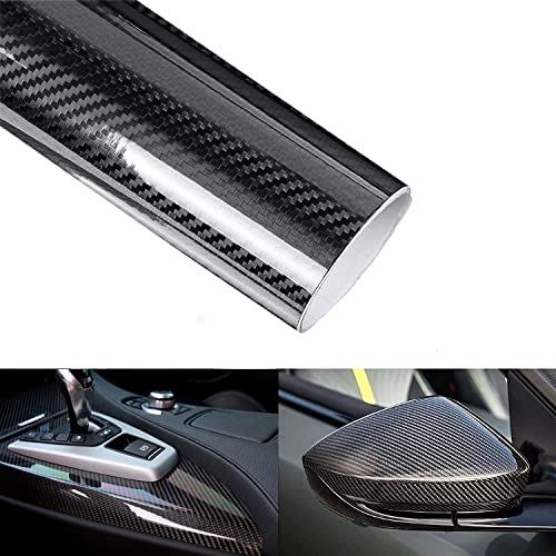 Lypumso High Gloss Black 6D Carbon Fiber Wrap, 1ft x 10ft Car Wrap Film with Air Release Technology, Self-Adhesive Vinyl for Car Interior, Exterior & DIY Projects - color: Black, size: 1ft x 10ft
