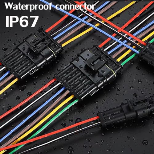 3 Pin Connector Waterproof,3Pin Way Car Electrical Connector,with Wire 16AWG Marine for Car,Truck,Boat,Motorcycle and Other Wire Connections. (5pairs) - size: 3-way