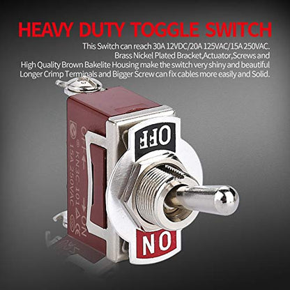DaierTek Waterproof Toggle Switch 12V DC 30A Heavy Duty 2 Pin ON Off SPST with Weatherproof Boot Cap Cover for Auto Car Marine Boat -2 Pack - size: Screw ON/OFF with Weatherproof Boot Cap