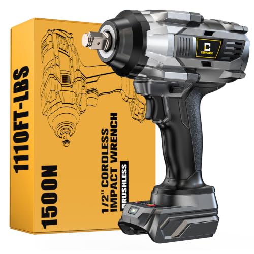 Cerycose Cordless Impact Wrench 1000FT-LBS Compatible with Dewalt Battery, 1/2 inch Brushless Electric 1360N.m Impact Gun Includes LED Work Light, High Torque Impact Driver, Bare Tool Only - size: 1/2inch, style: Fit for DeWalt(1000FT-lbs)