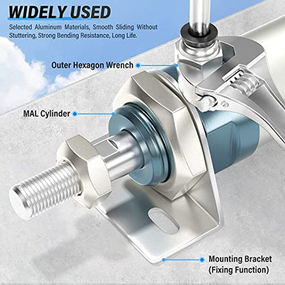 TAILONZ PNEUMATIC 20mm Bore 300mm Stroke Air Cylinder Double Action with Y Connector and 2Pcs 6mm Fitting MAL20x300 - size: 20mm Bore 300mm Stroke