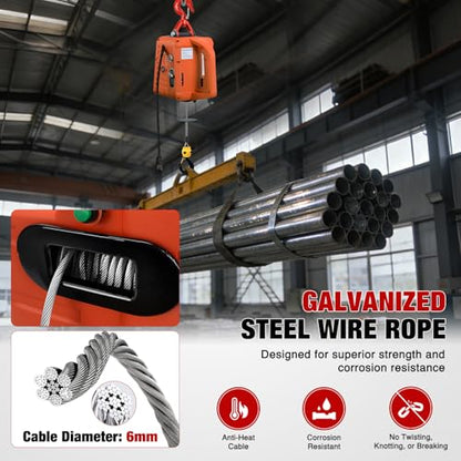 Nilight 3-in-1 Electric Hoist Winch, 1100LBS 1500W Portable Power Winch Crane with Manual Wired Wireless Remote Control, 110V Electric Hoist 25FT Lifting Height for Garage Warehouses Factories, Orange - size: 1100LBS Orange
