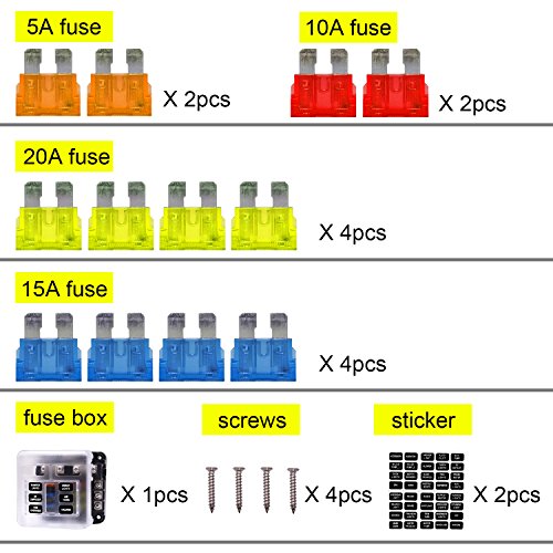 BlueFire 6 Way Blade Fuse Box Fuse Box Holder Standard Circuit Fuse Holder Box Block with LED Light Indication & Protection Cover for Car Boat Marine Trike Car Truck Vehicle SUV Yacht RV - color: 6 Way