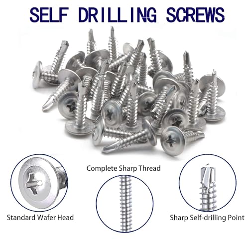 #8x1/2 Silvery Phillips Head 410 Stainless Self-Drilling Screws 100 pcs - color: SILVER, size: #8x1/2"