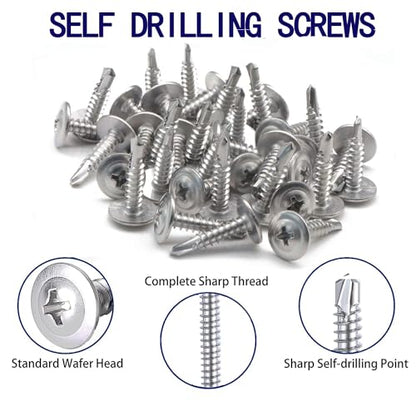 #8x1/2 Silvery Phillips Head 410 Stainless Self-Drilling Screws 100 pcs - color: SILVER, size: #8x1/2"