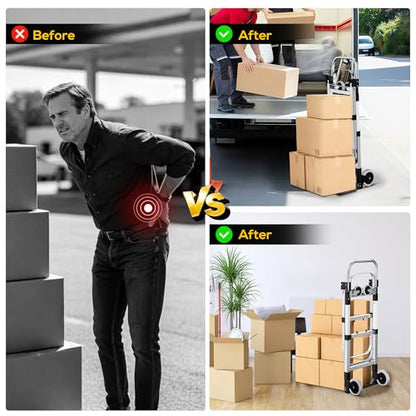 3 in 1 Convertible Hand Truck Dolly, 600Lbs Heavy Duty Folding Hand Truck Dolly Cart with Wheels, Adjustable Handle Angle & Expandable Base for Moving Home, Shopping, Office, Warehouse, Black - color: Black