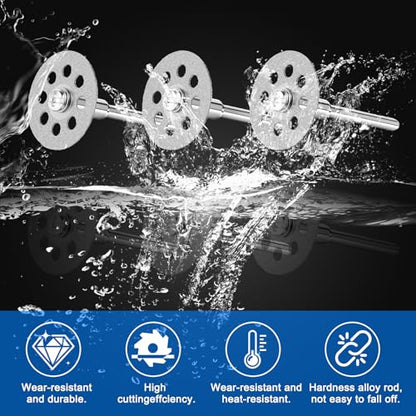20 PCS Professional 545 Diamond Cutting Discs，Diamond Cutting Wheel Kit for Dremel Rotary Tools | 22mm Blades + 4 Mandrels & Screwdriver