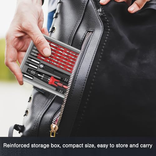ORIA Precision Screwdriver Kit, Mini Screwdriver Set, 61 in 1 with 57 Bits Repair Tools with Flexible Shaft, Extension Rod for Mobile Phone, Smartphone, Tablet, PC, Red - color: Red