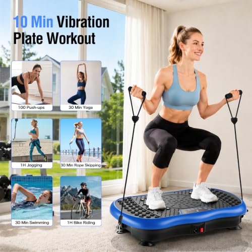Vibration Plate Exercise Machine with 200 Speeds & 10 Presets - color: Blue