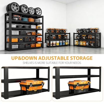 6-Tier Heavy Duty Garage Shelving, 6,000 Ib Capacity Adjustable Metal Shelving Unit for Garage, Basement & Workshop, 62" W x 24.05" D x 84" H - size: 6T 84H*62W*24.05D