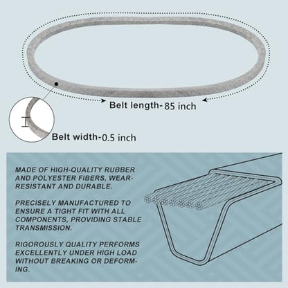 Holdly 754-0266 Drive Belt 1/2 x 85'', Mower Belt for usqvarna 532140218 Cub Cadet 754-0266 954-0266A MTD 754-0266 954-0266A 754-0266A 754-04228 954-04228 AYP 42'' Lawn Mower - size: 754-0266