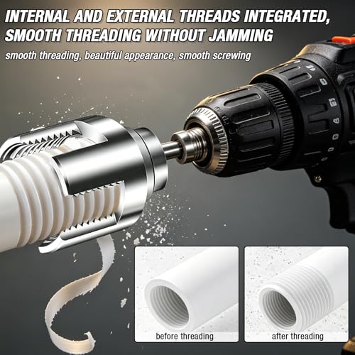 Pvc Pipe Threader, PipeTapping and Threading Tool, 4 in 1 Water PipeThreader,External & Internal Pipe Threader, PipEThread Cutting Toolfor 1/2'' 3/4'' 1'' Dies