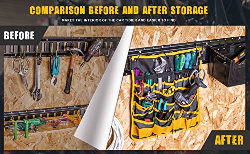 E-Track Hanging Tool Organizer, Wall Mounted Multi Pocket Tool Holder - size: 2 Pack