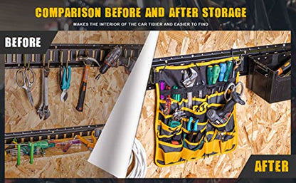 E-Track Hanging Tool Organizer, Wall Mounted Multi Pocket Tool Holder - size: 2 Pack