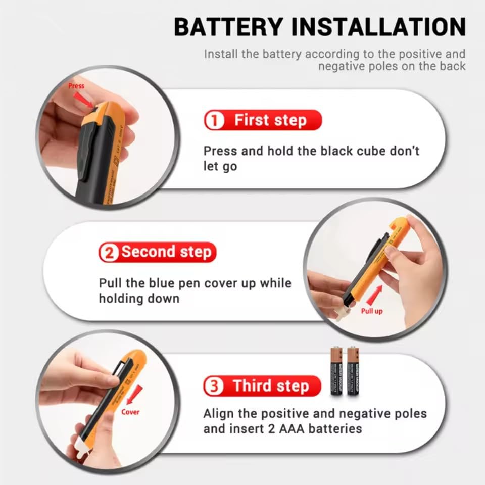 Non-Contact Voltage Tester Pen (90-1000V) – AC Power Outlet Detector with LED Light