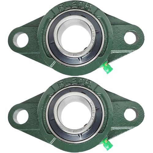 2 Pack UCFL206-20 Pillow Block Bearing – Flange 2 Bolt Mounted Pillow Block Bearings – Bearing Steel Bearings with 1-1/4" Bore - Self-aligning Bearings with Solid Cast Iron Base - style: UCFL206-20