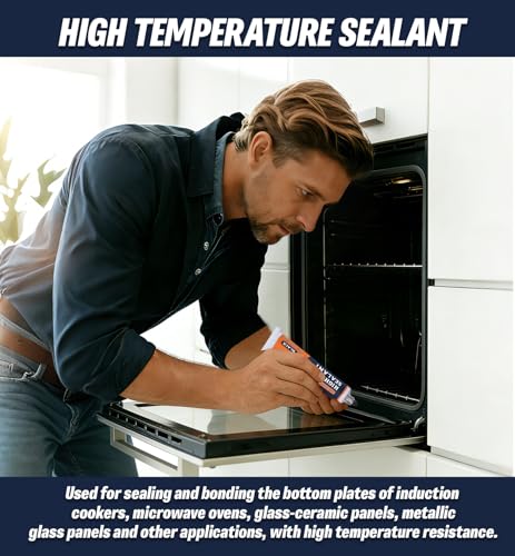High-Temperature Silicone Sealant 0.68 Fl.oz Heat Resistant Glue for Microwave Ovens, Appliance Glass & Microcrystalline Panels(20ml*2) - size: 20mL*2