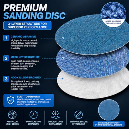 40 PCS Mesh Disc 6 Inch Sanding Discs 320 Grit Ceramic Abrasive Sandpaper - style: 6 inch 320 Grit
