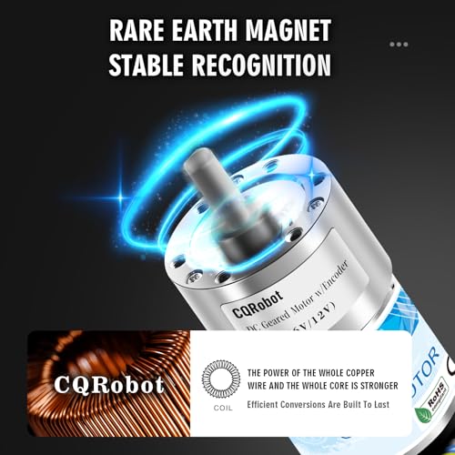 CQRobot 131.3:1 Metal DC Gearmotor 37Dx72.5L mm 6V/12V with 64 CPR Encoder - size: 131.3:1, style: 6V/12V
