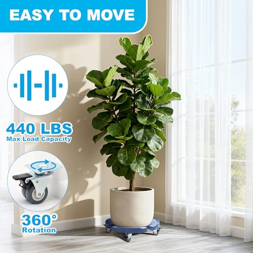Plant Rollers with Wheels, 15-19 Inch Adjustable Bucket Dolly with Locking Wheels 440 LBS Heavy Duty Drum Cart Plant Caddy with Wheels Plant Mover Base, Blue - color: Blue