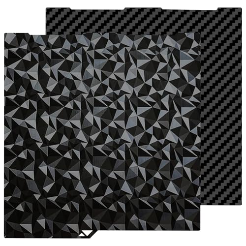 256x268mm PET PEO Double Side Build Plate for Anycubic Kobra 3 V2/Kobra 3/Combo/ACE Pro, Smooth Diamond PEO+Carbon Fiber PET Spring Steel Sheet Plate for Anycubic 3D Printer - size: 256x268mm