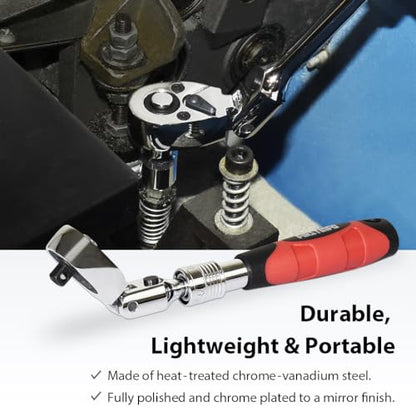 FIRSTINFO 1/4 Drive Locking Flex-Head Ratchet Wrench Extendable, 72-Tooth - size: 1/4-Inch Drive