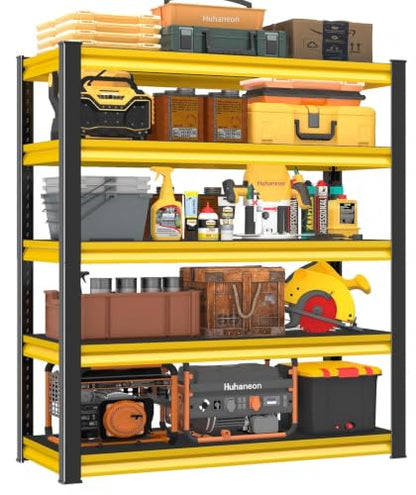 Metal Storage Garage Shelving - 48" W x 18" D x 78" H Black&Yellow - size: 5T-YL-48"Wx18"D
