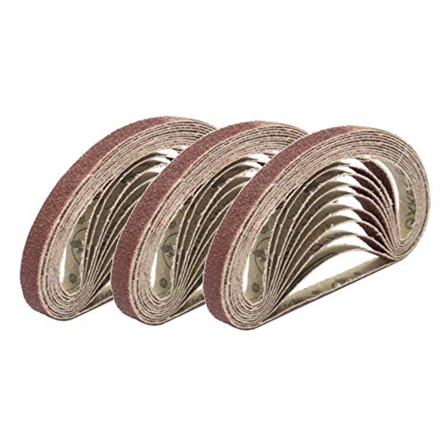 1/2 Inch x 18 Inch Sanding Belts, 60 Grits Aluminum Oxide Sanding Belt, Belt Sander Tool for Woodworking, Metal Polishing (30 Pack)