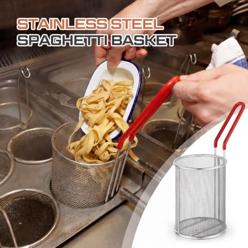Blulu 2 Pack Stainless Steel Pasta Strainer Baskets 5-1/4" D x 7" H, Red - color: Red, size: 5-1/4" D X 7" H