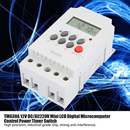 Programmable Timer Relay 12V DC, 24/7 LCD 17 On/Off