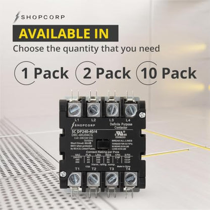 4 Pole 40 Amp AC Contactor, 208/240V Coil, UL Recognized, HVAC - style: 4 Pole 240V