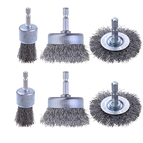 Rocaris 6 Pack Carbon Steel Wire Wheel Brush, Wire Brush for Drill