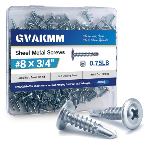 0.75LB (230pcs),#8x3/4''Sheet Metal Self-Tapping Screws,Modified Truss Head Zinc-Plated Self-Drilling Tek Screws,Ideal for Wood,Metal,Plastic and More(3/4 Inch,19mm,230Pcs) - size: #8x3/4 inch