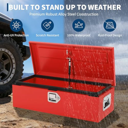 39" Truck Bed Steel Tool Box Lockable Storage - color: RED, size: 39x13x9.6 Inch