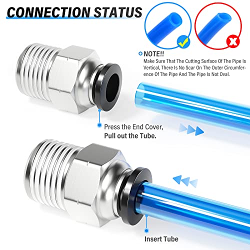 TAILONZ 5/16" x 3/8" NPT Push to Connect Straight & Elbow Fitting Kit 12Pcs - size: 5/16"OD x 3/8"NPT