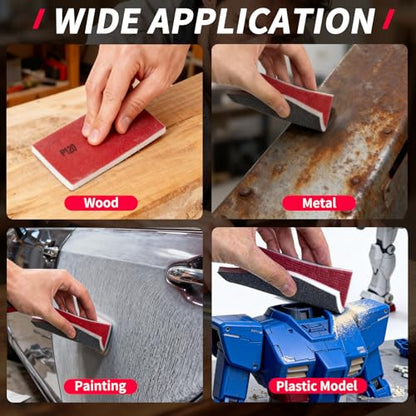 26PCS Hook & Loop Sanding Sponge, Washable and Reusable Sanding Blocks - size: 400 Grit