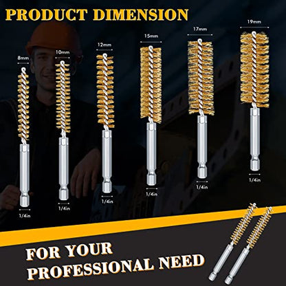 12 Pieces Bore Brush for Drill Wire Bore Brush Set - style: Brass
