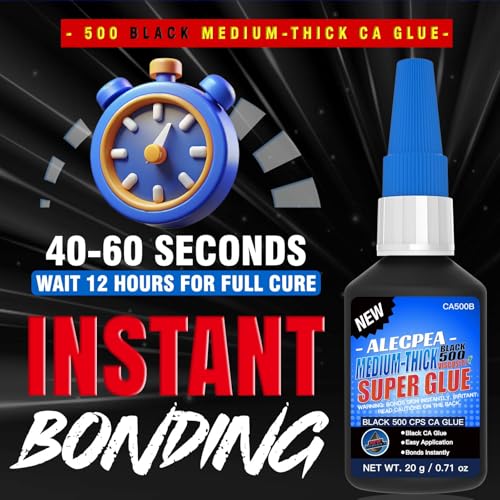 ALECPEA 20g Black CA Glue, Medium 500CPS Cyanoacrylate Super Glue