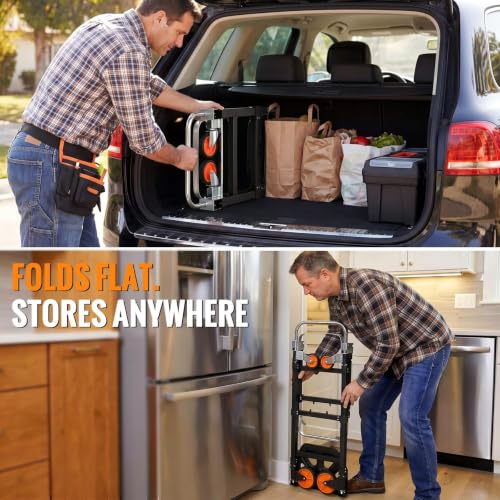 TLGREEN 3-in-1 Convertible Hand Truck, 600 lb, 4 Silent Wheels, Black - color: Black