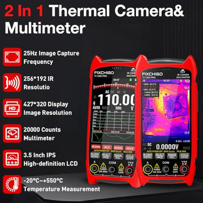 2 in 1 Thermal Imaging with 20000 Counts Multimeter Function Infrared Camera Pixels ISR256x192 Image Resolution 427x320 3.5 inch LCD -20℃ to 550℃ Temperature Range 15 Color Modes - size: TI-02 wih Macro Lens Function