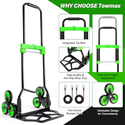 Stair Climbing Dolly with 6 Wheels, 2 in 1 Hand Truck Dolly Cart