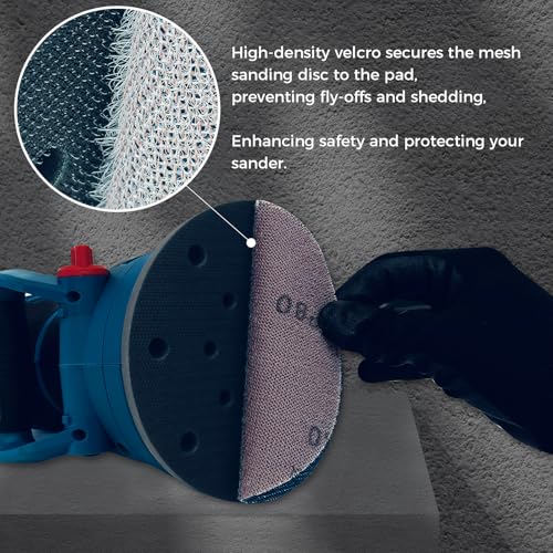 5 inch Mesh Abrasive Sanding Discs 240 grit, 50pcs Ceramic Dust-Free Sandpaper, Hook and Loop Sanding Disc, Net Disc for Metal, Wood, Composites, Plaster and Filler Sanding, and Fine Finishing - style: 5 inch, P240+