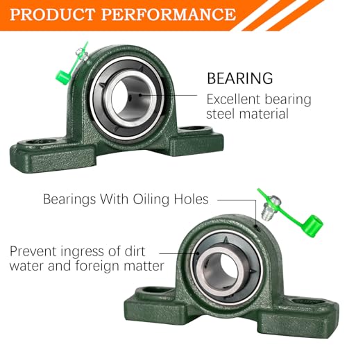 Pillow Block Bearing 1 inch Shaft Bore, Solid Cast Iron Base, Swamp Cooler Parts, Self-Aligning, UCP205-12, Pack of 2 - size: UCP-1 inch bore