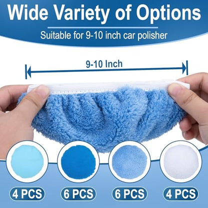 BFXM 20PCS Car Buffer Pads Set, 9-10 Inch Buffing Pads for Orbital Buffer - color: L