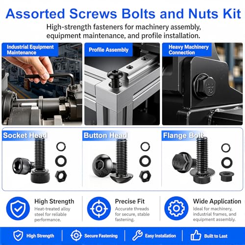 3160Pcs Flange Bolt Assortment, Metric Bolt Kit with Nuts Washers - color: Black - M2 M3 M4 M5 M6x1.0 M8x1.25 M10x1.5
