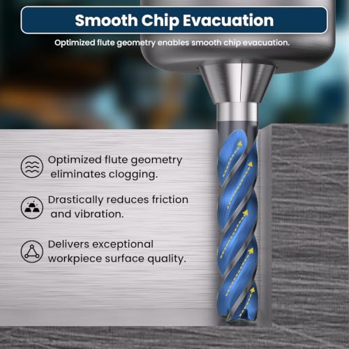 LU&MN Tungsten Carbide Square End Mills, 4 Flute, 1/8", 5 PCS - size: 1/8 in