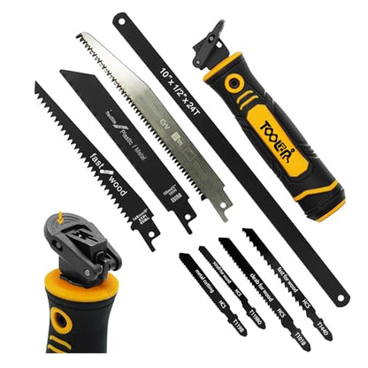 8-In-1 Multi Blades Hand Saw, Drywall, Hacksaw, Jab Saw & Wood Cutter Tool - color: 8-in-1 Yellow