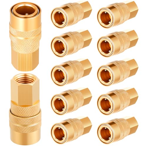 Yaocom 12 Pcs FNPT M Type 1/4" Air Hose Fittings Industrial Coupler, Brass - color: Brass, size: FNPT M Type