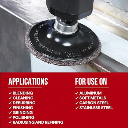 Scotch-Brite Precision Surface Conditioning Disc, Roloc TR, Very Fine, Ceramic, Nonwoven Fiber, Easy Change, 2 in, 25/Inner, 100/Case, Dispenser Pack - size: 2 in